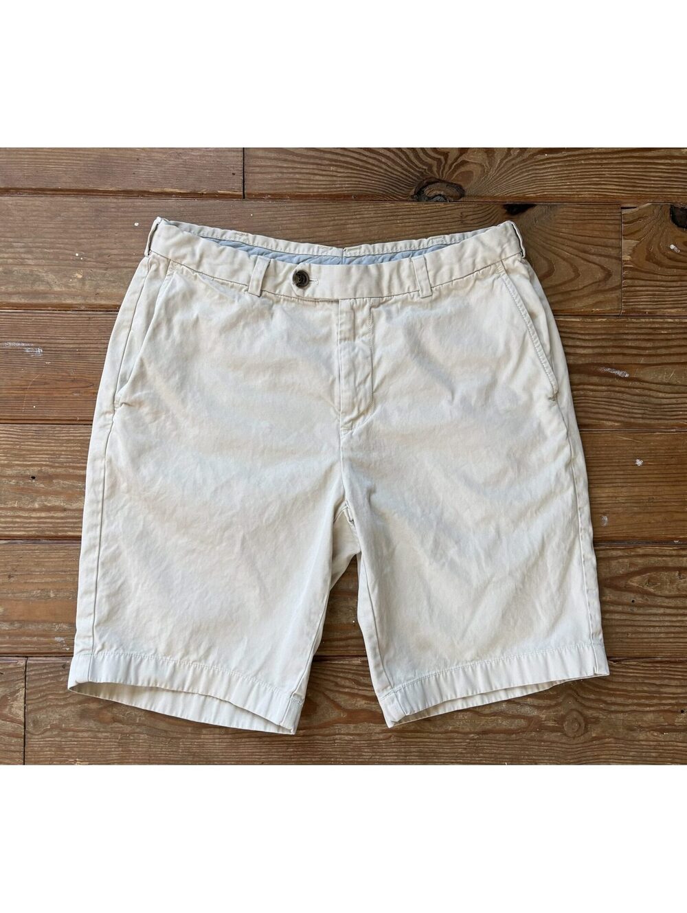 Brooks Brothers Bermuda Chino Shorts Men's W36 Cream 100% Cotton